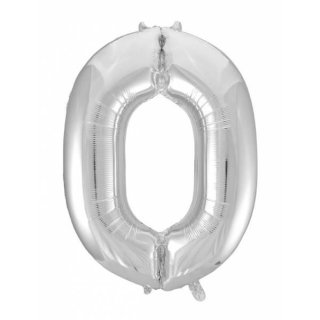 Folienballon 0 silber, 75x110cm