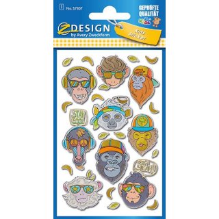 Puffy Sticker für Kids Affen 1 Bogen Z-Design