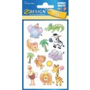 Sticker f&uuml;r Kids kunterbunte Safari 1 Bogen
