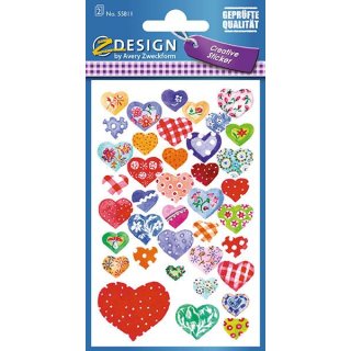 Z Design Creative Papier Sticker Herzen glitzernd 1 Bogen