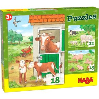 1 HABA Puzzles Bauernhoftierkinder 3 Motive