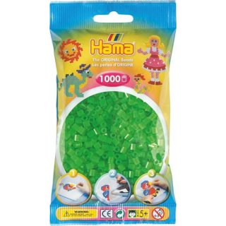 1 Hama Perlen Beutel 1000 Stück Neon-grün
