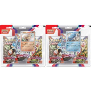 1 Pokemon Karmesin & Purpur 3-Pack Blister Deutsch 2 fach sortiert