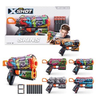 1 Softdart-Pistole X-Shot Skins Flux sortiert mit 8 Softdarts