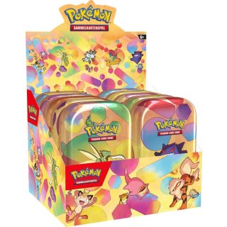 1 Pokemon TCG Karmesin Purpur mini Tin Box 8 fach sortiert