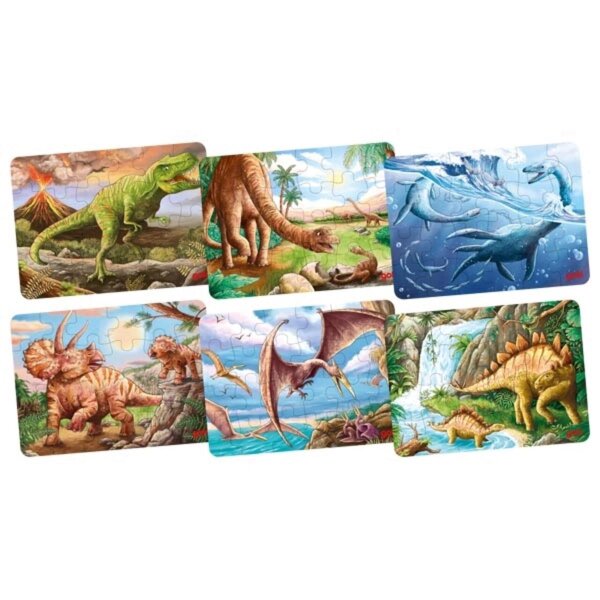 1 Goki Dino Puzzle, 6 fach sortiert