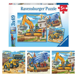 Ravensburger Puzzle 3x49 Teile Baustelle Gro&szlig;e Baufahrzeuge