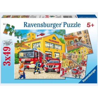 Ravensburger Puzzle 3x49 Teile Feuerwehr Feuerwehreinsatz
